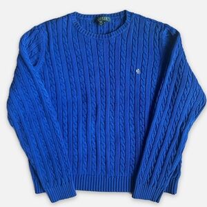 Ralph Lauren Vintage Blue Cable Knit Sweater Women’s XL